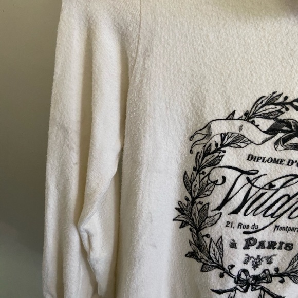 NWOT Wildfox Ivory Zip Full Hoodie Crest Logo BBJ jersey fabric casual size 10 - Picture 3 of 4